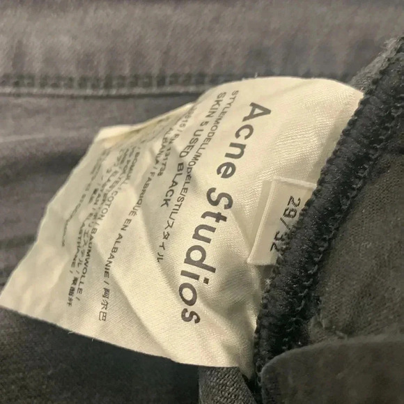 Acne Studios Jeans High Rise Skinny Jean Skin 5 Denim Faded Black Size 29 / 32 - Picture 9 of 9